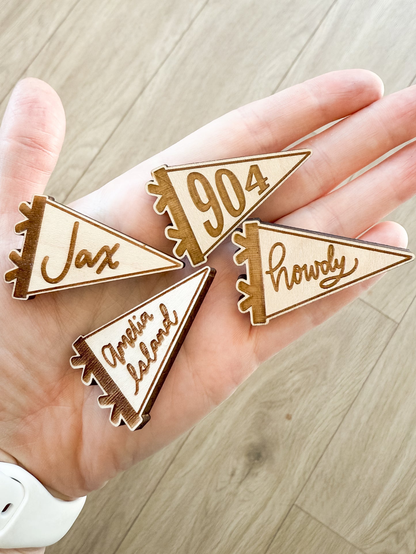 Pennant Shaped Wood Magnet