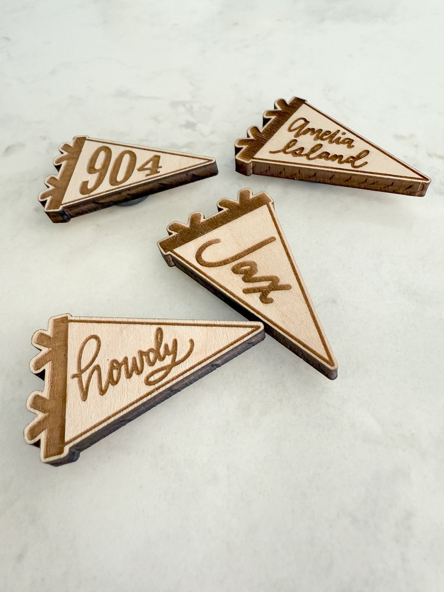 Pennant Shaped Wood Magnet